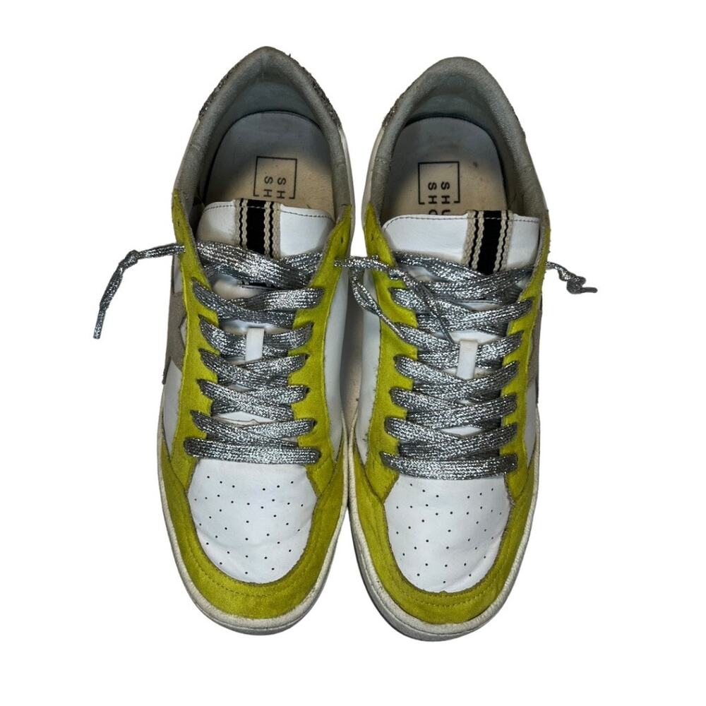 SHU SHOP, Paz low-top sneakers White & Lime green w glitter star silver laces,10 - Picture 7 of 13